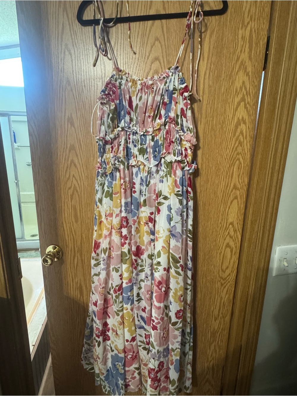En Saison Size L Floral Sundress with Ruffled Bodice - Multicolor Floral
